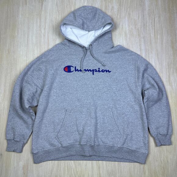 Champion Gray Pullover Logo Athleticwear Hoodie Long Sleeve Casual Sweater 3X - Picture 1 of 14